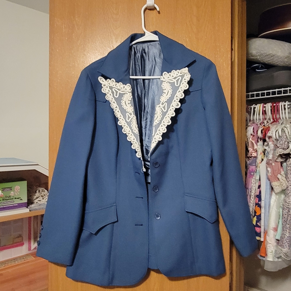 Panhandle Slim Blue and White Blazer with Structured Shoulders